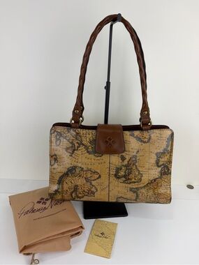 Patricia Nash Vintage Map-Print Shoulder Bag in Brown